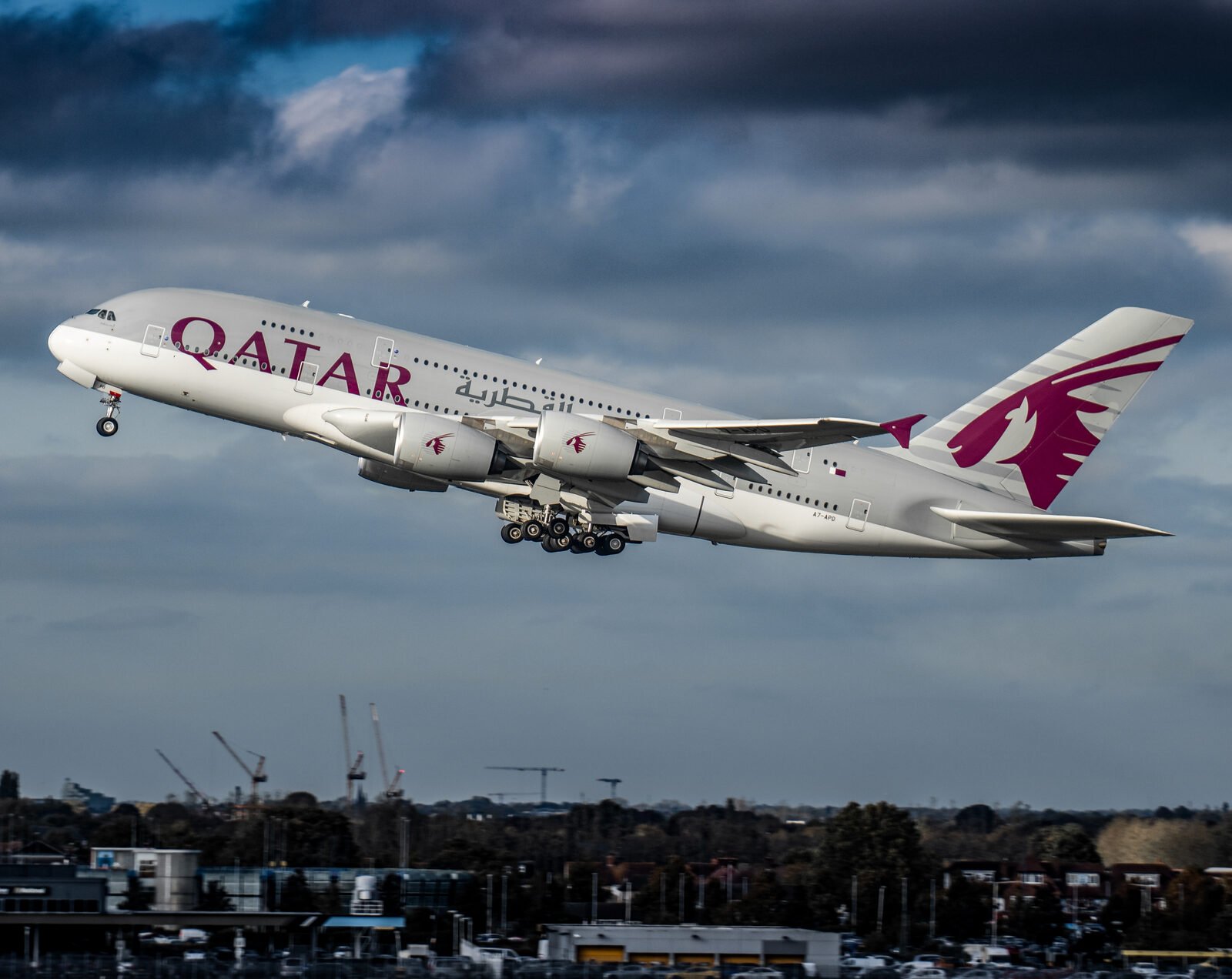 Qatar Airways Airbus A380 in flight